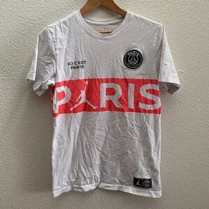 PSG Paris Saint Germain Soccer Jordan Brand White Short Sleeve T-Shirt Small